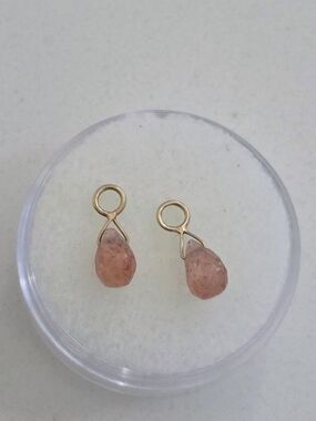 Diablo Organics Sunstone Briolette Charms x2 Pair Yellow Gold